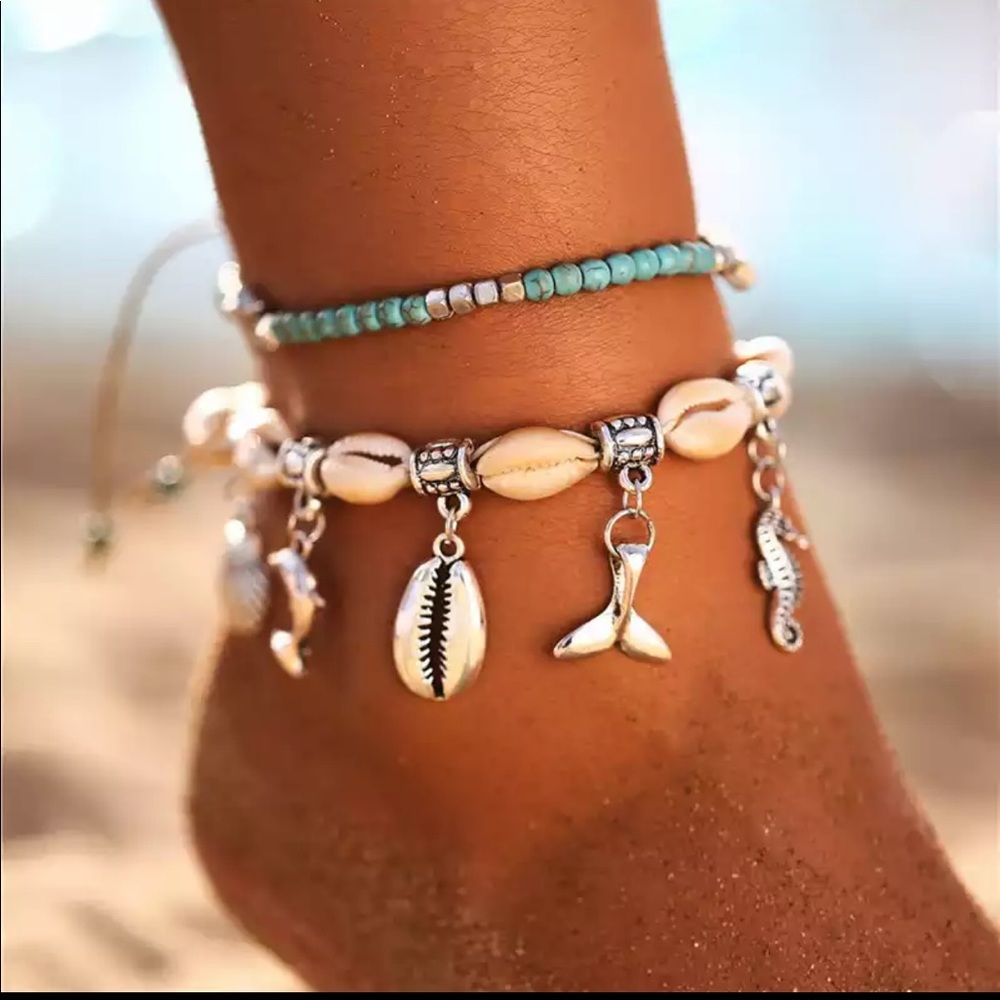 NWT Bohemian Anklets Set Handmade Anklet Bracelet - Picture 1 of 5